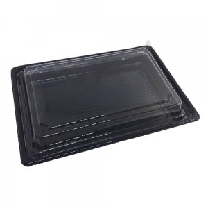 Set 600 Tavite de Sushi, 171x143x22 mm, Negre, fara Capac, Tavite Negre pentru Sushi, Tavite Plastic pentru Sushi, Set Tavite Negre de Plastic pentru Sushi, Caserole Plastic pentru Sushi, Caserola pentru Sushi
