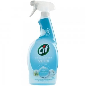 Spray Solutie pentru Geamuri cu Amoniac CIF  Vetri, Cantitate 650 ml, Solutie Curatat Geamuri cu Pulverizator, Detergent de Geamuri, Solutie Spalat Geamuri, Detergent pentru Sticla, Solutii si Produse de Curatenie