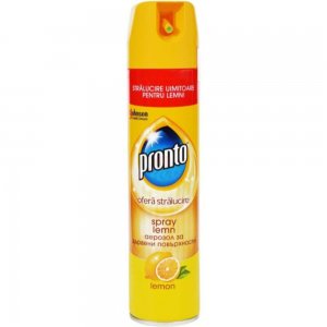 Spray Curatare Mobila Pronto, 300 ml, cu Lamaie, Spray Curatare Mobila cu Lamaie, Spray pentru Indepartarea Prafului, Solutie cu Pulverizator pentru Mobila, Solutie Spray Ingrijire si Curatare Lemn, Solutii de Curatat Pronto, Spray pentru Mobilier