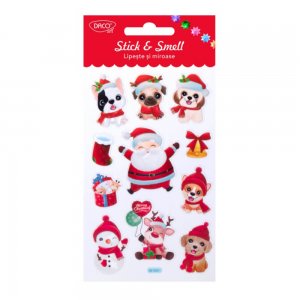 Set 11 Abtibilduri Daco Stick & Smell, Mos Craciun, 1 Coala, Plastic Autoadeziv