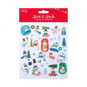 Set 32 Abtibilduri Daco Stick & Smile, Decoratiuni de Craciun, 1 Coala, Autoadezive Set 32 Abtibilduri Daco Stick & Smile, Decoratiuni de Craciun, 1 Coala, Autoadezive