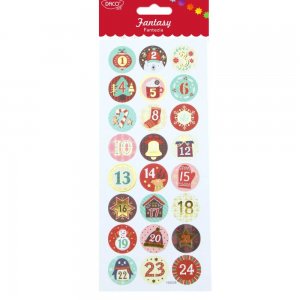 Abtibild DACO Fantezia Model Numere de Craciun, Material Hartie Autoadeziva, Multicolor, 24 Buc/Set Abtibilduri, Stickere Numere Craciun, Autocolant Daco, Autocolante Copii, Stickere Decorative, Stickere Copii, Set de Abtibilduri, Abtibilduri de Craciun