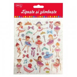 Abtibilduri DACO, Lipeste si Zambeste, Model Balerine, Multicolor, 41 Buc/Set, Autocolante Copii, Stickere Decorative, Stickere pentru Copii, Set de Abtibilduri, Abtibilduri Copii, Abtibilduri pentru Mobila, Autocolante Mobilier, Autocolante Decorative