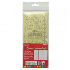 Abtibilduri DACO, Comori Petrecarete, 3 Folii, 10x23 cm, Culoare Aurie, Autocolante Copii, Stickere Decorative, Stickere pentru Copii, Set de Abtibilduri, Abtibilduri Copii, Abtibilduri pentru Mobila, Autocolante Mobilier, Autocolante Decorative