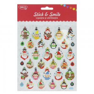 Abtibild DACO Lipeste si Zambeste Model Globuri Haioase, 33 Buc/Set, Multicolor, Stickere Pasari, Sticker, Autocolant Daco, Autocolante Copii, Stickere Decorative, Stickere pentru Copii, Set de Abtibilduri, Abtibilduri de Craciun