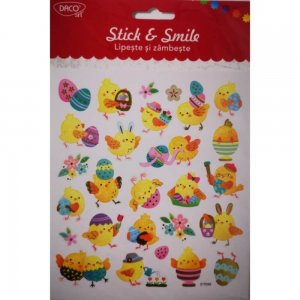 Abtibild DACO Lipeste si Zambest, Model Pui Paste, Multicolor, 22 Buc/Set, Abtibilduri, Stickere Pasari, Sticker, Autocolant Daco, Autocolante Copii, Stickere Decorative, Stickere pentru Copii, Set de Abtibilduri, Abtibilduri Copii, Abtibilduri de Paste