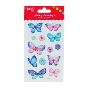 Abtibilduri DACO Desene Lipicioase, Model Fluturi, Multicolor, 13 Buc/Set, Autocolante Fluturasi, Stickere Decorative, Stickere pentru Copii, Abtibilduri Copii, Abtibilduri pentru Mobila, Autocolante Decorative