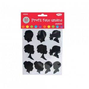 Abtibilduri DACO, Fete Umane, 20 Buc/Set, Negru, Autocolante Copii, Stickere Decorative, Stickere pentru Copii, Set de Abtibilduri, Abtibilduri Copii, Abtibilduri pentru Mobila,  Autocolante Decorative