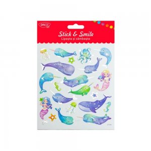 Abtibilduri DACO Lipeste si Zambeste, Model Balene, Multicolor, 21 Buc/Set, Autocolante cu Balene, Stickere Decorative, Stickere pentru Copii, Abtibilduri Copii, Abtibilduri pentru Mobila, Autocolante Decorative