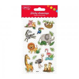 Abtibilduri Daco Desene Lipicioase, Model Jungla, 12 Buc/Set, Abtibilduri DACO Model Jungla, Autocolante Copii, Stickere Decorative, Stickere pentru Copii, Abtibilduri Copii, Abtibilduri pentru Mobila, Autocolante Decorative, Autocolante Fabuloase 