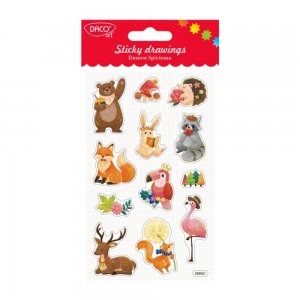 Abtibilduri Daco Desene Lipicioase, Model Padure, 12 Buc/Set, Abtibilduri DACO Model Padure, Autocolante Copii, Stickere Decorative, Stickere pentru Copii, Abtibilduri Copii, Abtibilduri pentru Mobila, Autocolante Decorative, Autocolante Fabuloase 