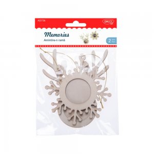 Set Amintire in Rama Daco, 2 Buc, Fulg 12 cm, Ren 14 cm, Lemn