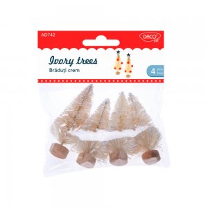 Set 4 Braduti Daco, 7 cm, Lemn/Plastic, Crem Set 4 Braduti Daco, 7 cm, Lemn/Plastic, Crem