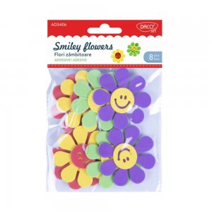 Set 8 Flori Zambitoare, 6 cm, Spuma Autoadeziva, Diverse Culori