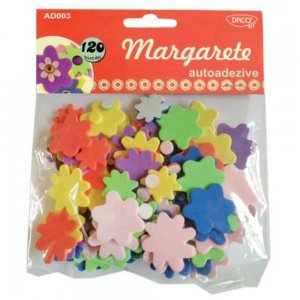 Floricele Autoadezive DACO, 120 Buc/Set, Model Margarete, Multicolor, Floricele Decorative cu Adeziv, Floricele Decorative, Floricele Adezive  Ornamentale, Floricele Decorative din Spuma, Floricele Adezive