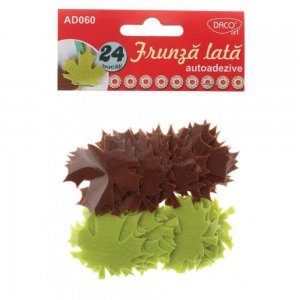 Frunze Late Autoadezive DACO, 24 Buc/Set, 50 mm, Maro/Verde, Frunze Decorative Adezive, Accesorii Craft, Accesorii Creatie, Forme Decorative Autoadezive, Frunze Decorative Autoadezive, Frunze Textile Autoadezive