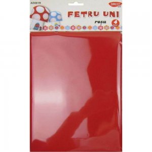 Fetru Uni Daco, A4, 4 Buc/Set, Culoare Rosie, Accesorii Craft, Accesorii Creatie, Materiale Textile pentru Hand Made, Pasla, Fetru Rosu, Pasla Rosie, Material Pasla, Materiale Textile Craft