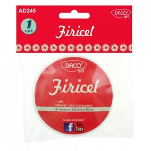 Firicel Nylon DACO, 1 Rola/Set, 0.5mm x 50m, Culoare Transparenta, Fir Nylon pentru Bijuterii, Firicel Nylon pentru Bijuterii, Fir Transparent pentru Margele, Fir Plastic pentru Margele si Bratari