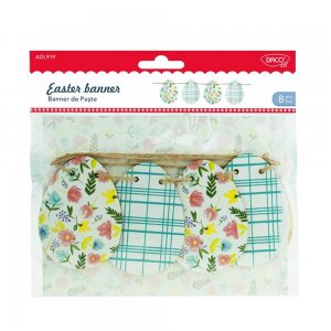 Oua Banner Paste DACO, 9 cm, 8 Buc/Set, Multicolor, Accesorii Creatie, Accesorii Craft, Oua Ornamente Paste,Ghirlande Paste, Ghirlande Decorative Oua Paste, Decoratiuni Lemn Paste, Oua Lemn Figurine Decupate, Oua Ghirlande