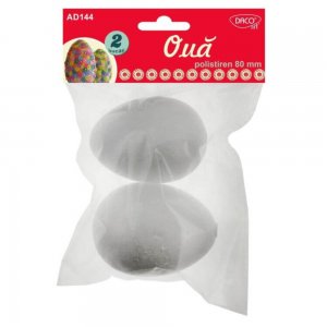 Oua Polistiren DACO, 2 Buc/Set, 80 mm, Alb, Oua de Pictat, Oua de Paste din Polistiren, Oua de Paste de Pictat, Oua Polistiren Pentru Decorat, Oua Polistiren, Oua Polistiren pentru Pictat