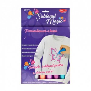 Set Creativ Sablonul Magic Daco, Lipici cu Sclipici+Sablon pentru Personalizarea Obiectelor si a Diferitelor Suprafete, Sablon Personalizare, Sablon Personalizare Obiecte, Personalizare Tricouri,Sablon Personalizare Tricou, Kit Personalizare Tricouri