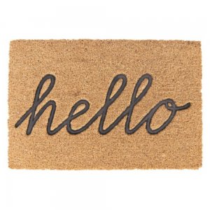 Covoras Usa HELLO OPTIM DEKO, 60x40 cm, Cauciuc/Fibra Cocos, Covorase Inscriptionate Intrare OPTIM DEKO, Covoras cu Mesaj pentru Usa HELLO, Pres Usa HELLO, Presuri Intrare, Covorase Intrare si Presuri
