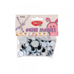 Ochi Mobili DACO, 75 Buc/Set, Alb/Negru, Plastic, Ochi Mobili Autoadezivi, Ochi Miscatori Autoadezivi, Ochi din Plastic, Ochisori Mobili, Ochisori din Plastic, Ochisori Adezivi, Ochisori Plastic cu Adeziv, Ochi cu Lipici pentru Papusi
