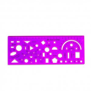 Sablon 25 cm Diverse Forme RIO, Trasarea Diferitelor Forme, Plastic, Mov, Sablon Diferite Forme, Sablon pentru Creare Forme Diverse, Sablon Gradat, Sablon Desen Tehnic, Sablon Desen pentru Copii