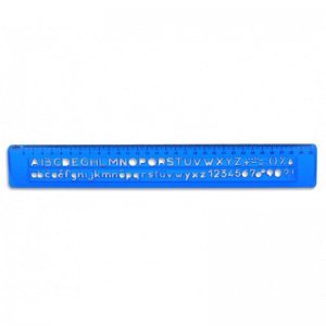 Sablon 25 cm Litere si Cifre, Trasarea Literelor si Cifrelor, Plastic, Albastru, Sablon Diferite Forme, Sablon pentru Creare Forme Diverse, Sablon Gradat, Sablon Desen Tehnic, Sablon Desen pentru Copii, Sablon Litere Mari de Tipar