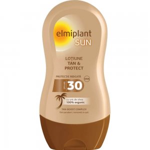 Lotiune Protectie Solara Elmiplant Sun Tan&Protect, SPF 30, 200 ml, cu Unt de Shea, Lotiune de Corp cu Protectie Solara, Lotiune de Plaja, Lotiune pentru Protectie si Bronzare, Lotiune Protectie Solara si Bronzare, Lotiune Protectie Solara 20 SPF