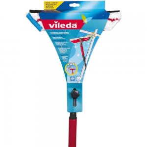 Racleta Geamuri Vileda 2 in 1, Maner Extensibil 750-130 cm, Culoare Rosie, Stergator pentru Geamuri, Stergatoare Tip T pentru Geamuri, Raclete Geamuri si Ferestre, Stergatoare pentru Geam, Ustensile de Spalat Geamuri, Stergator Geamuri Vileda 2 in 1