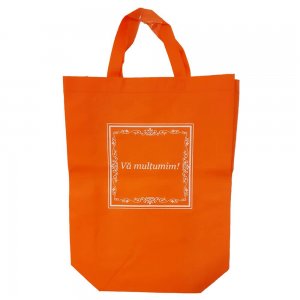 Sacosa Material Netesut, 35x40x13 cm, Portocalie, pentru 12 Kg, Sacose cu Mesaj, Plase cu Mesaj, Sacose pentru Cumparaturi, Plase din Material pentru Cumparaturi, Plasa, Sacose Rezistente cu Manere