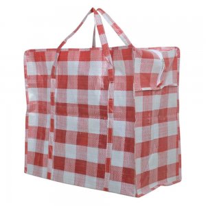 Sacosa Rafie cu Fermoar, 38x43 cm, Culoare Rosu/Alb, Sacose Rafie cu Fermoar, Plase din Rafie cu Fermoar, Plasa Rafie cu Fermoar, Plasa Cumparaturi din Rafie cu Fermoar, Sacose Rafie cu Fermoar si Manere