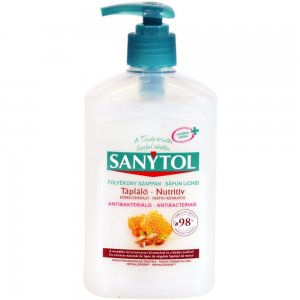 Sapun Lichid Antibacterian Nutritiv Sanytol, 250 ml, cu Lapte de Migdale si Laptisor de Matca, Sapun pentru Maini, Sapun Dezinfectant de Maini, Sapun Antibacterian Lichid, Dezinfectant Sapun de Maini, Dezinfectant Lichid Tip Sapun