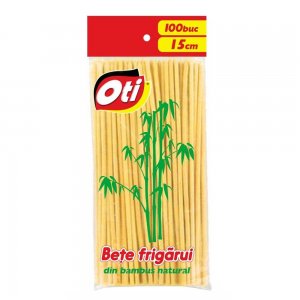 Set 100 Bete Frigarui OTI, 15cm x 3mm, Lemn de Bambus, Bete din Lemn pentru Frigarui, Bete Frigarui din Bambus, Bete de Bambus pentru Frigarui, Bete de Lemn pentru Grill, Bete Grill