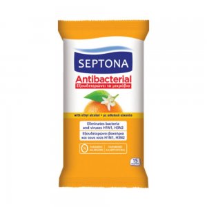 Servetele Umede Antibacteriene SEPTONA, 15 Buc/Set, Parfum de Portocale, Servetele Umede Septona, Servetele Antibacteriene Septona, Servetele Antibacteriene, Servetele Umede pentru Maini, Servetele Dezinfectante pentru Maini