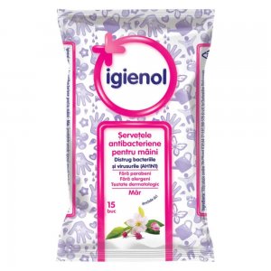 Servetele Dezinfectante Igienol, 15 Servetele/Pachet, Parfum Mar, Servetele Umede, Igienol Servetele Antibacteriene, Servetele Dezinfectante, Servetele Multifunctionale, Servetele Suprafete, Igienol Pachet Servetele Umede Antibacteriene