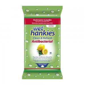 Pachet 15 Servetele Umede Antibacteriene Wet Hankies Clean and Refresh, Parfum de Lamaie, Servetele Umede Dezinfectante, Servetele Dezinfectante, Pachet Servetele Umede, Servetele Umede la Pachet, Servetele Antibacteriene, Servetele Wet Hankies