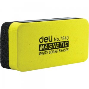 Burete Tabla Magnetica Deli, Galben, 110x50x30 mm, Burete Magnetic Tabla Magnetica, Burete Magnetic pentru Tabla Magnetica, Burete pentru Tabla Magnetica, Burete Magnetic Whiteboard, Burete Magnetic pentru Whiteboard