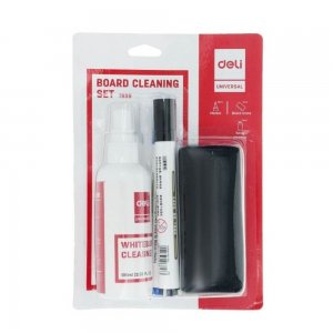 Kit Tabla Maganetica Deli, 4 Buc/Set, Burete, Spray de Curatare si 2 Markere, Kit Whiteboard Deli, Kit Curatare Tabla Magnetica, Kit Accesorii Tabla Magnetica, Set Whiteboard Deli, Set Curatare Tabla Magnetica, Set Accesorii Tabla Magnetica
