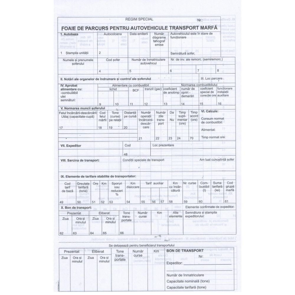 Foaie Parcurs Marfa A4 100 File Carnet Formular Tipizat Pentru Transport De Marfa