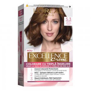 Vopsea de Par Permanenta L'OREAL Paris Excellence Creme 5.3, Saten Deschis Auriu, 192 ml, Cu Amoniac, Vopsea de Par, Vopsea de Par Permanenta, Vopsea de Par L'OREAL, Vopsea de Par L'OREAL Paris Excellence, Vopsea Permanenta L'OREAL Vopsea de Par Permanenta L'OREAL Paris Excellence Creme 5.3, Saten Deschis Auriu, 192 ml, Cu Amoniac, Vopsea de Par, Vopsea de Par Permanenta, Vopsea de Par L'OREAL, Vopsea de Par L'OREAL Paris Excellence, Vopsea Permanenta L'OREAL