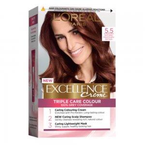 Vopsea de Par Permanenta L'OREAL Paris Excellence Creme 5.5, Saten Deschis Acaju, 192 ml, Cu Amoniac, Vopsea de Par, Vopsea de Par Permanenta, Vopsea de Par L'OREAL, Vopsea de Par L'OREAL Paris Excellence, Vopsea Permanenta L'OREAL