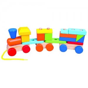 Trenulet Din Lemn Cu 2 Vagoane