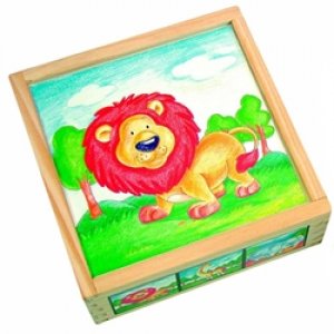 Set Cuburi De Lemn Animale Salbatice