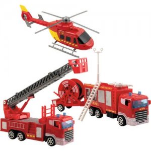 Set De Joaca Cu 5 Vehhicule De Pompieri Happy People