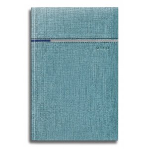 Agenda Datata Flash Ro A5, 352 Pagini, Coperta Din Piele Sintetica, Culoare Azuriu, Margini Argintii, 2020