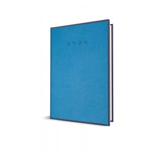 Agenda Datata Ro A5, 352 Pagini, Coperta Din Piele Sintetica, Premium Deluxe Vienna Albastru, Margini Bleumarin, 2020