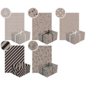 Hartie Decorativa, Pentru Impachetat, Dimensiune 200 X 70 Cm, Design Neutral Kraft 2, Motive Asortate  Hartie Decorativa, Pentru Impachetat, Dimensiune 200 X 70 Cm, Design Neutral Kraft 2, Motive Asortate