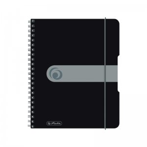 Caiet A5 80f Spirala Elastic Perforat Eotg Coperta Pp Negru Opac